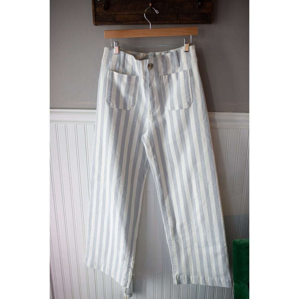Anthropologie The Colette Striped Full-Length Wide-Leg Pants Jeans Striped 29 - Picture 2 of 4